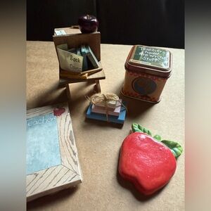 Teacher's Desk Decor Set with Apple and Books